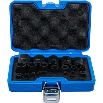 Gola hlavice BGS 74554, Sada silových nástrčných šestihranných hlavic | E-profil Plus | 6,3 mm (1/4"), 10 mm (3/8"), 12,5 mm (1/2") | EP4 - E32 | 19dílná