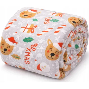 Prostěradlo Deka Přehoz Pled na Postel Hřejivá Měkká Silná Dvojitá Vánoční 160x200