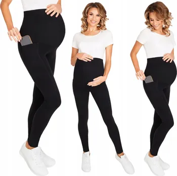 Dámské legíny Těhotenské legíny Przyszła Mama dlouhé bavlna černé velikost 2XL/3XL
