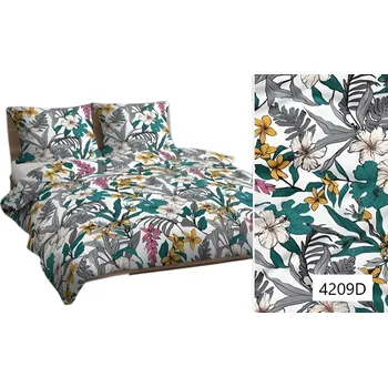 Povlečení Povlečení 140x200 bílé šedé barevné květiny 4209 D bavlna Max