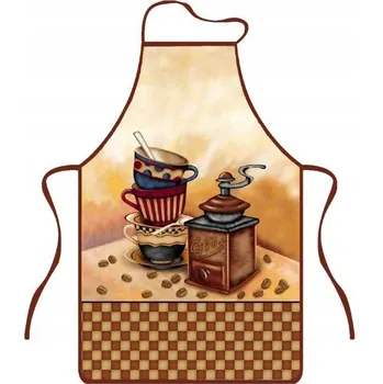 Kuchyňská zástěra Kuchyňská zástěra krémová hnědá mlýnek na kávu