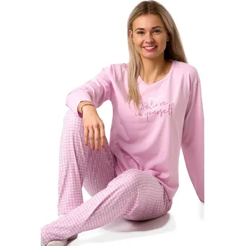Dámské pyžamo Růžové bavlněné pyžamo Believe in yourself se srdíčky 1B2332 růžová xxl