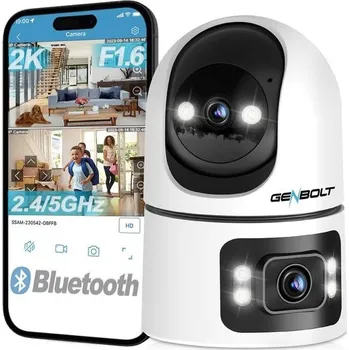Bezpečnostní kamera Vnitřní WiFi bezpečnostní kamera GENBOLT, 360° kamera pro domácí dohled s duálními objektivy, IP