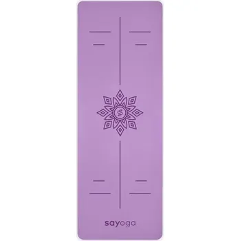 podložka na cvičení Podložka na jógu SAYOGA Performance 4mm PROTISKLUZOVÁ s liniemi pro ásany FIALOVÁ