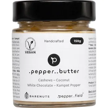 Kešu máslo s kokosem, bílou čokoládou a Kampotským pepřem