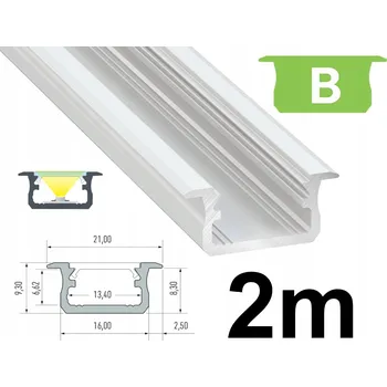 LED osvětlení HLINÍKOVÝ PROFIL PRO LED PÁSKY 2M TYP B BÍLÝ