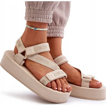 Dámské sandále DÁMSKÉ SANDÁLY NA PLATFORMĚ SE ZAPÍNÁNÍM NA SUCHÝ ZIP BIG STAR NN274A528 BEŻ 38