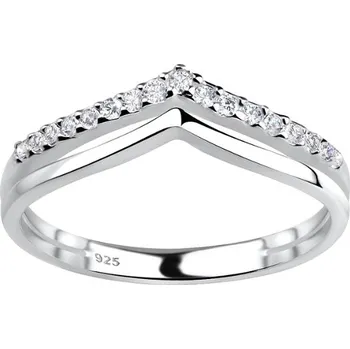 Prsten Stříbrný prstýnek Double Chevron se Zirkony Velikost: 6/52 Ag 925/1000