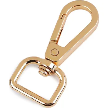 Kovová karabina otočná, průvlek 15 mm, barva 2 růžové zlato