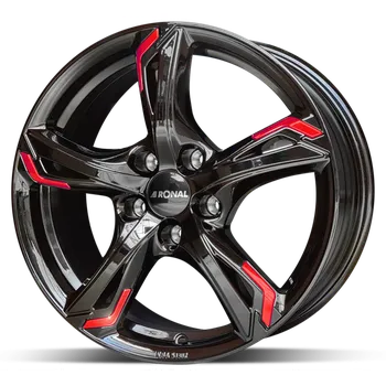 Disk Alu disk Ronal R62 JB Red 7,5x18 5x112 ET51 černý lesklý červený