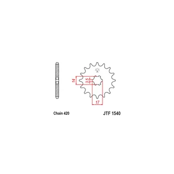Řetězová sada pro motocykl Řetězové kolečko JT JTF 1540-14 14 zubů, 420