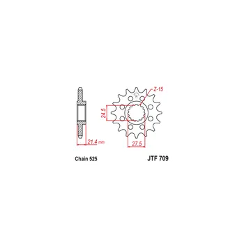 Řetězová sada pro motocykl Řetězové kolečko JT JTF 709-16 16 zubů, 525