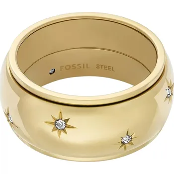 Prsten Fossil Třpytivý pozlacený prsten z oceli Sadie JF04835710 48 mm + 2 měsíce na vrácení zboží