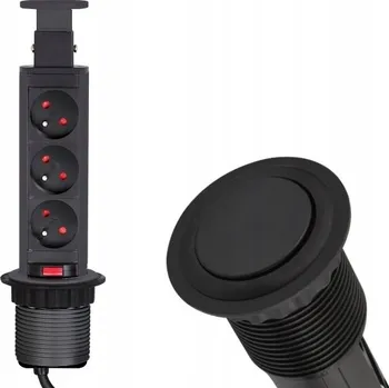 Elektrická zásuvka Zásuvková lišta do desky stolu Design Light černá