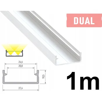 LED osvětlení ŠIROKÝ LED PROFIL PRO 2 LED PÁSKY DUAL BÍLÝ 1M