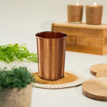 Čistý měděný hrnek květ života matný 300 ml