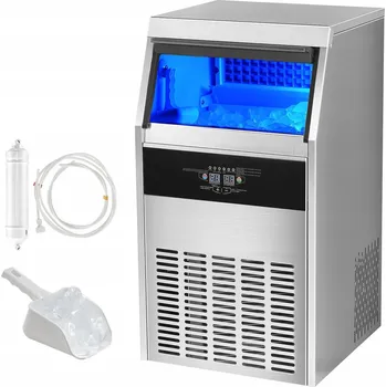 Výrobník ledu SucceBuy Výrobník ledu 56 kg/den, kapacita 15 kg, samočištění, nerezová ocel SUS430