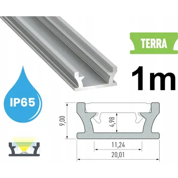 LED osvětlení VODOTĚSNÝ LED PROFIL TERRA IP65 IP67 STŘÍBRNÝ 1m