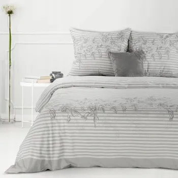 Povlečení Povlečení bavlněné 140x200 šedé květy