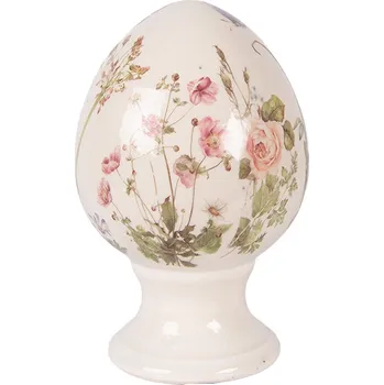 Velikonoční dekorace Clayre & Eef - Dekorativní keramické vajíčko na podstavci BLOOMING SPRING 6CE2401S