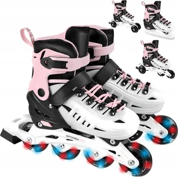 Kolečkové brusle Dětské Brusle 2v1 Spokey KIDO nastavitelné 4v1 s LED kolečky, velikost 29-33