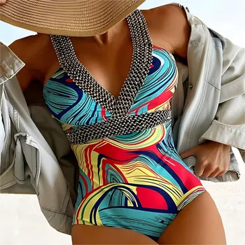 Dámské plavky JEDNODÍLNÉ PLAVKY TVARUJÍCÍ POSTAVU ZEŠTÍHLUJÍCÍ DÁMSKÉ PLAVKY VEL. M