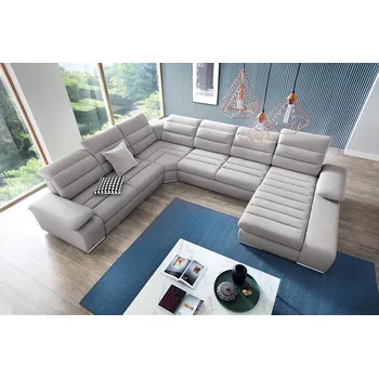 Obývací pokoj PCo Rohová sedací souprava KAMELOT III do U, 365 cm Barva látky: ELEMENT 01 (Černá), Roh pohovky do U: Pravý roh