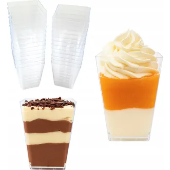 Sklenice Dezertní POHÁRY plastové, průhledné, na dezerty, svačiny, 160 ml, 2 5 KUSŮ