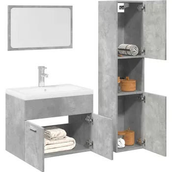 Koupelnový nábytek vidaXL Set koupelnového nábytku dřevotříska [3324993] Barva: Betonová šedá