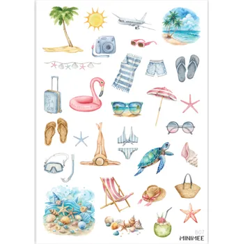samolepka MINIMEE Papírové samolepky v aršíku A5 plážování