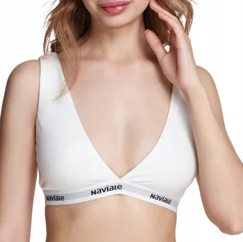 Podprsenka Bavlněná podprsenka bílá bez kostic široká ramínka Naviale S