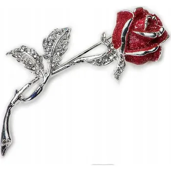 Brož Brož Červená Růže Elegantní křišťál Dárek