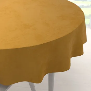 ubrus Sametový kulatý ubrus Velvet Premium SVP-047 Hořčicový Ø 60 cm