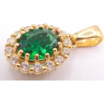 Přívěsek Klenoty Budín Dámský zlatý přívěsek se zirkony a zeleným smaragdem 585/1,18gr HK3281 (Klenoty Budín Dámský zlatý přívěsek se zirkony a zeleným smaragdem 585/1,18gr HK3281)