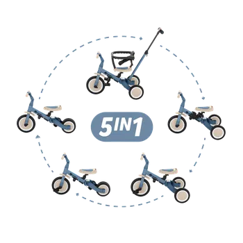 Dětská tříkolka PETITEMARS PETITE&MARS Tříkolka multifunkční 5v1 Turbo Ocean Blue