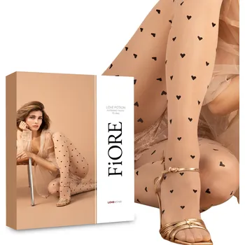 Dámské punčochy Vzorované Punčocháče Fiore Love Potion 15 DEN béžové Nude/Black, velikost 3