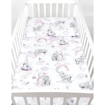 Dětská postýlka Souprava do postýlky 3 díly - slůně růžová