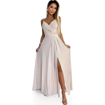 Dámské šaty Beige elegance - Dámské šaty s rozparkem CHIARA NUMOCO, Béžová M i41_9999950430_2:béžová_3:M_