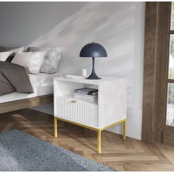 Noční stolek Noční stolek MISHEEL - bílý / zlatý