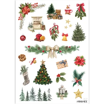 Dětské zboží MINIMEE Papírové samolepky v aršíku A5 Vánoce