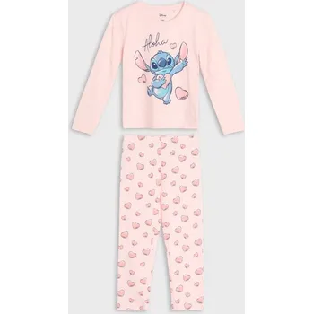 Sinsay - Bavlněná dvoudílná pyžama s potiskem Stitch - pastelová růžová - 426EV-03X - 426EV-03X-116