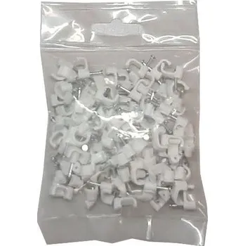 Síťový kabel Kabelová příchytka plochá 8x5mm bílá, balení 100ks