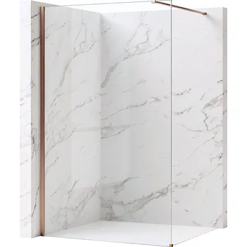 Bezrámová sprchová zástěna REA FLEXI BRUSH COPPER 100 cm, měď kartáčovaná/transparent - bez vaničky