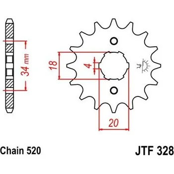 Řetězová sada pro motocykl Řetězové kolečko JT JTF 328-14 14 zubů, 520