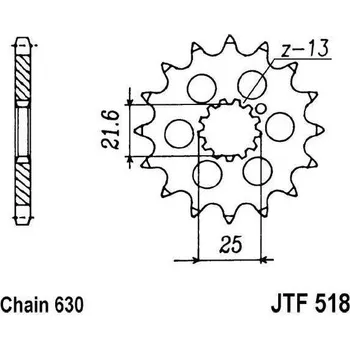 Řetězová sada pro motocykl Řetězové kolečko JT JTF 518-13 13 zubů, 630