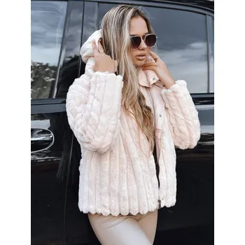 Dámská kožešinová bunda Dstreet TY5276 - výprodej Barva: Béžová, Velikost: S