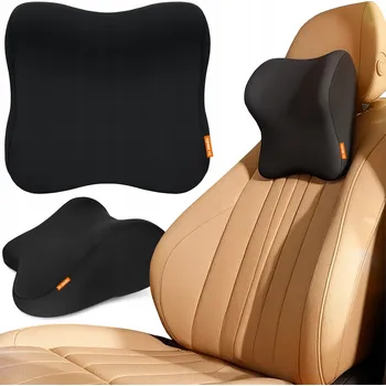 Polštář POLŠTÁŘ AUTOMOBILOVÁ PODLOŽKA NA OPĚRKU HLAVY AUTOSEDAČKY DO AUTA - ČERNÁ