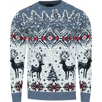 Pánský svetr Pánský svetr - 2310 NIEBIESKI ŚWIĄTECZNY vlněný teplý dárek