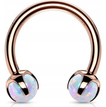 Náušnice Podkova s bílými opály 1,2/8/3 rose gold