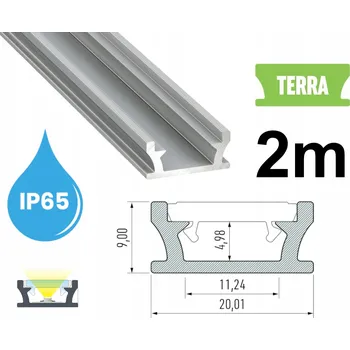 LED osvětlení VODĚODOLNÝ LED PROFIL IP65 IP67 TERRA STŘÍBRNÝ 2m